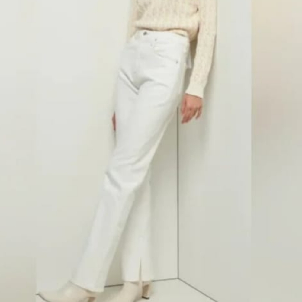 new Derek Lam 10 Crosby Frankie Super  High-Tise Straight-Leg Jeans in Ivory